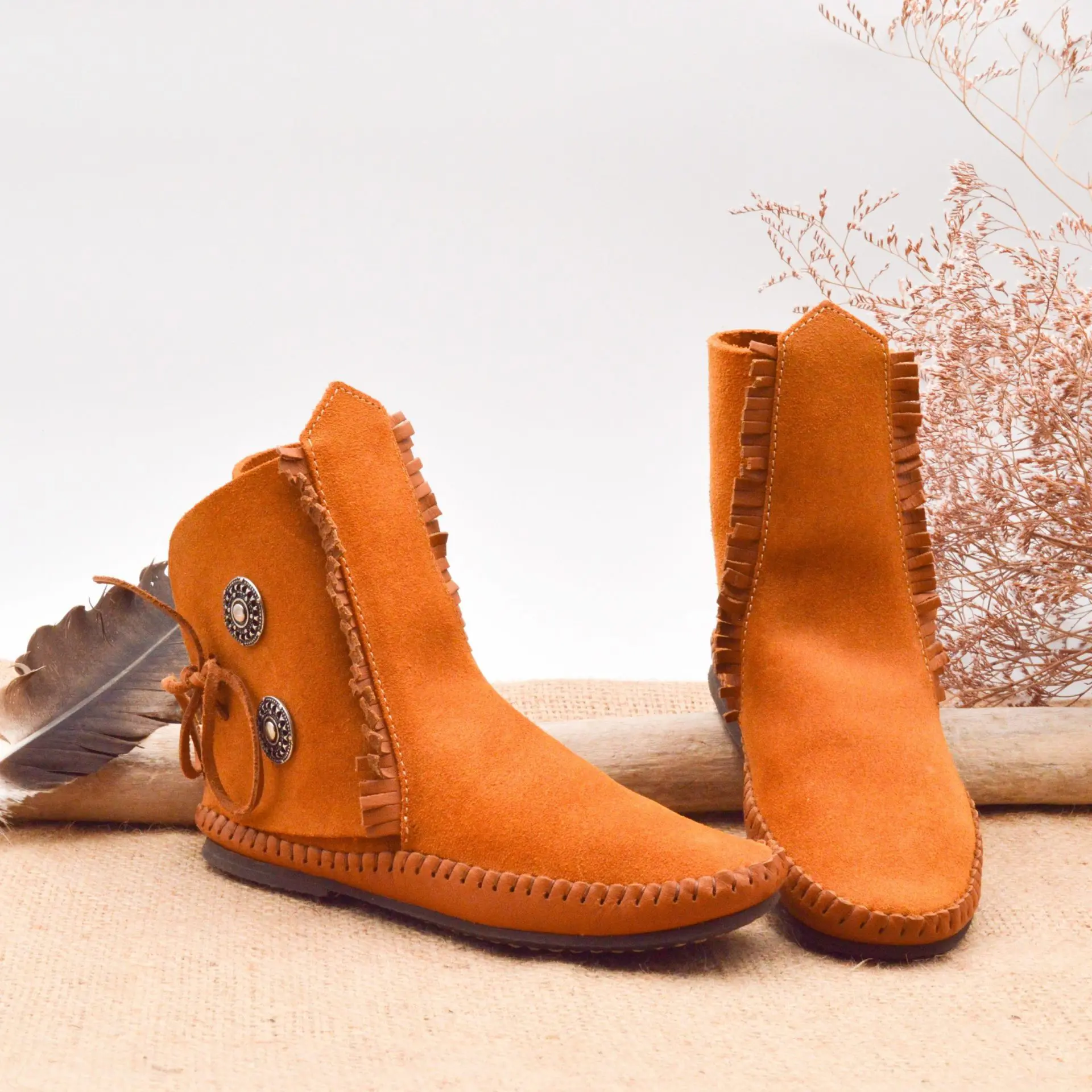 Indian moccasin EL LOBO reference UTAH cognac