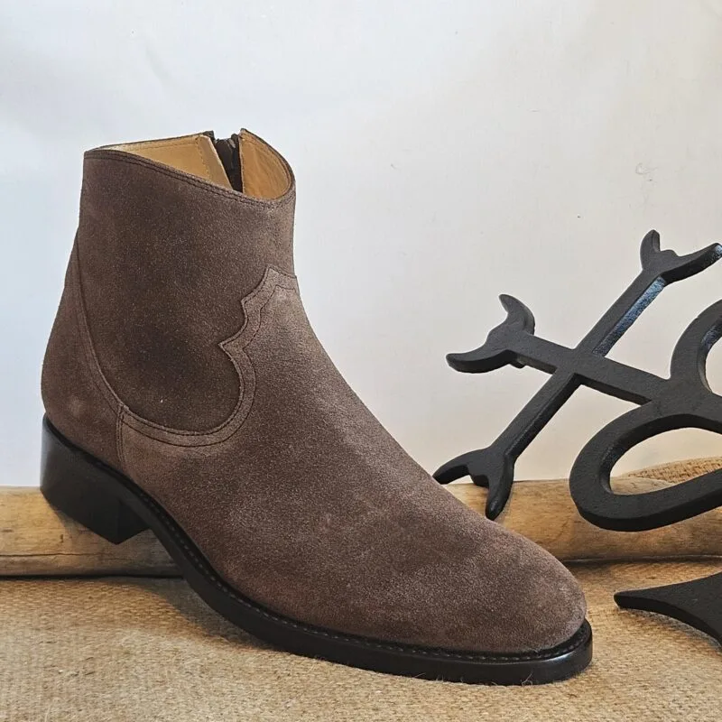 bottine cuir velours brun ref bano chocolat