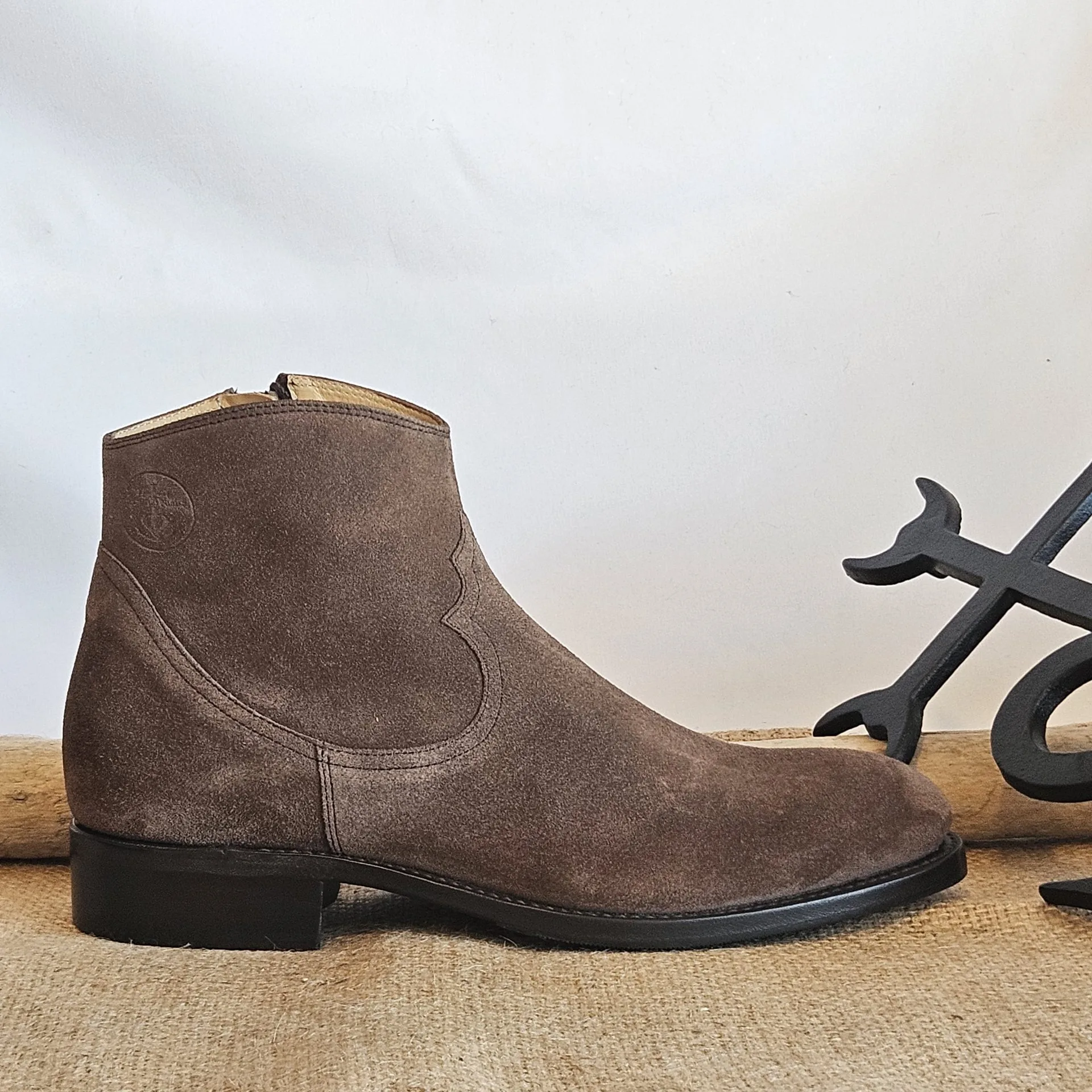 bottine cuir velours brun ref bano chocolat