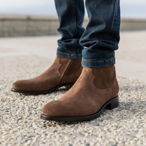 bottine cuir velours brun ref bano chocolat