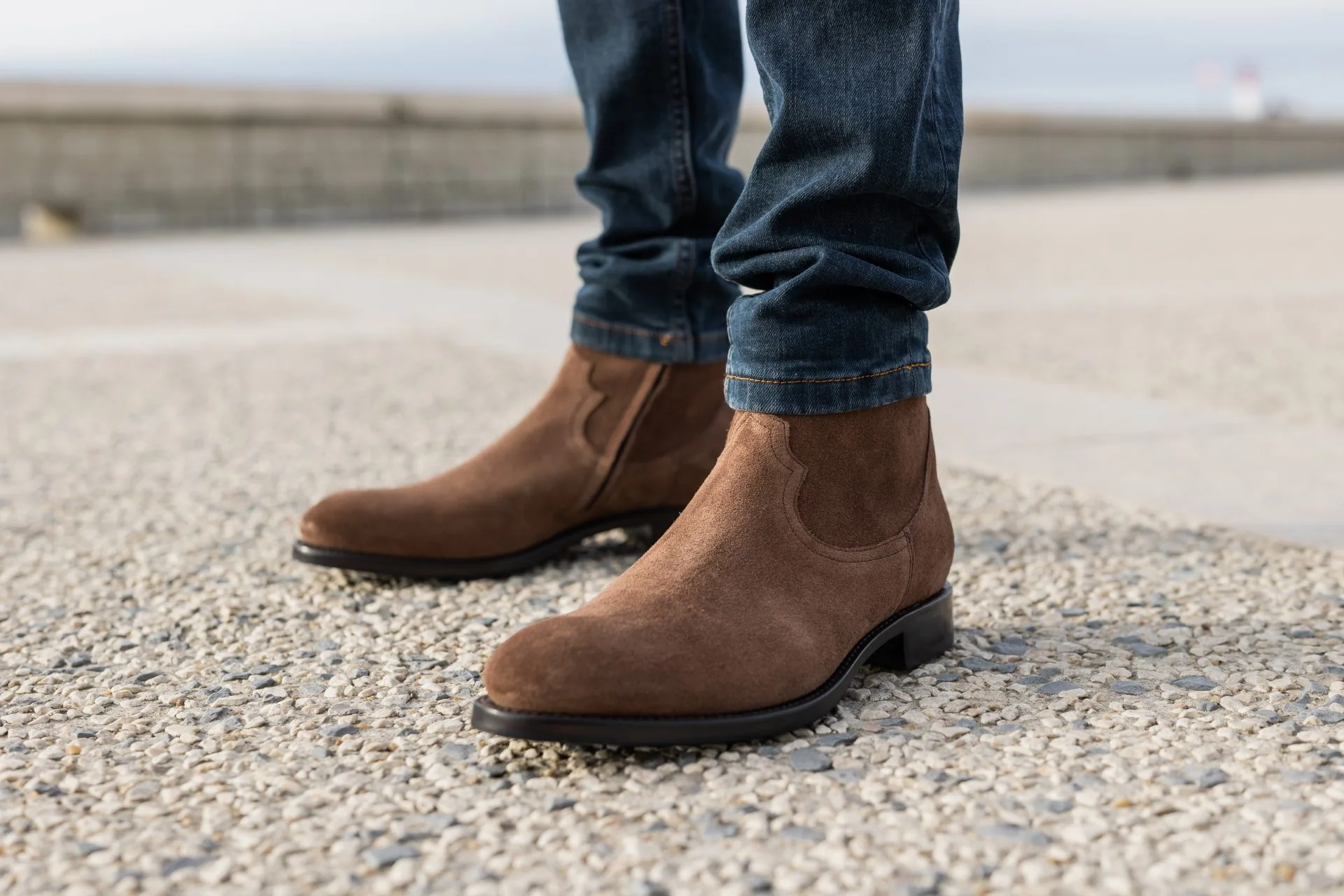 bottine cuir velours brun ref bano chocolat