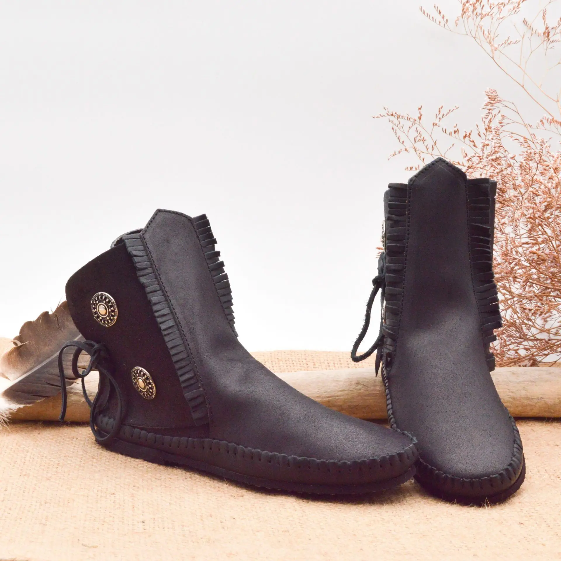 Indian moccasin EL LOBO reference UTAH black