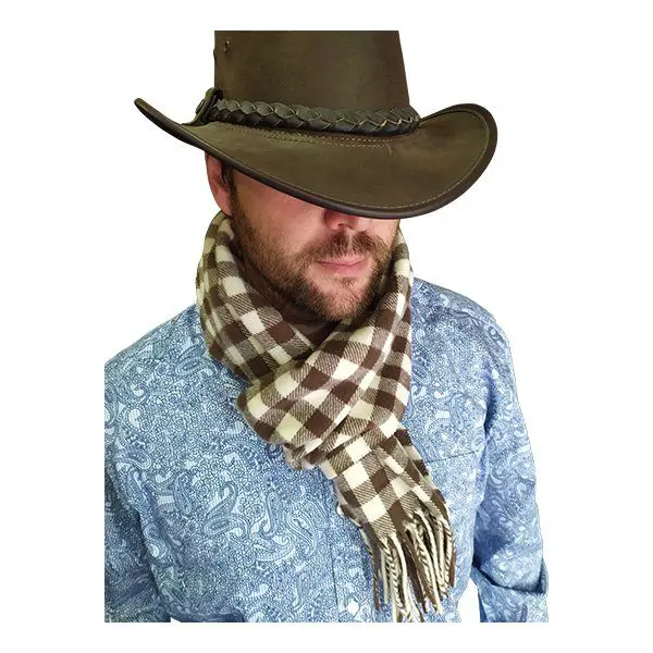 Brown merino wool Camargue scarf large model - Image 3