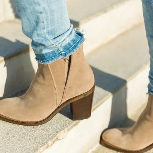 bottine femme cuir velours réf lise taupe