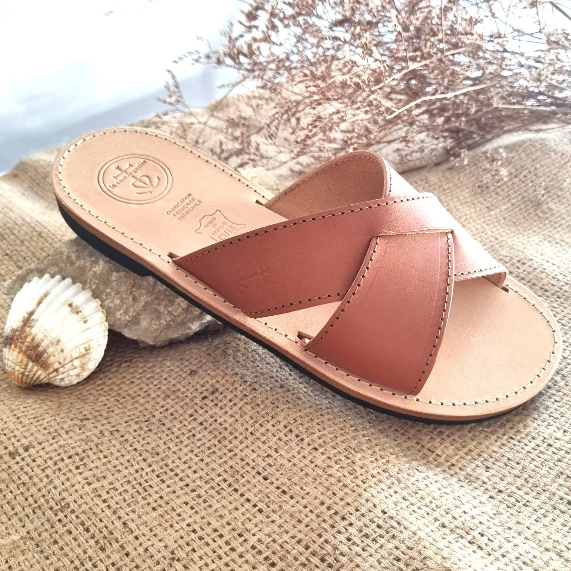 sandale camarguaise germain cognac