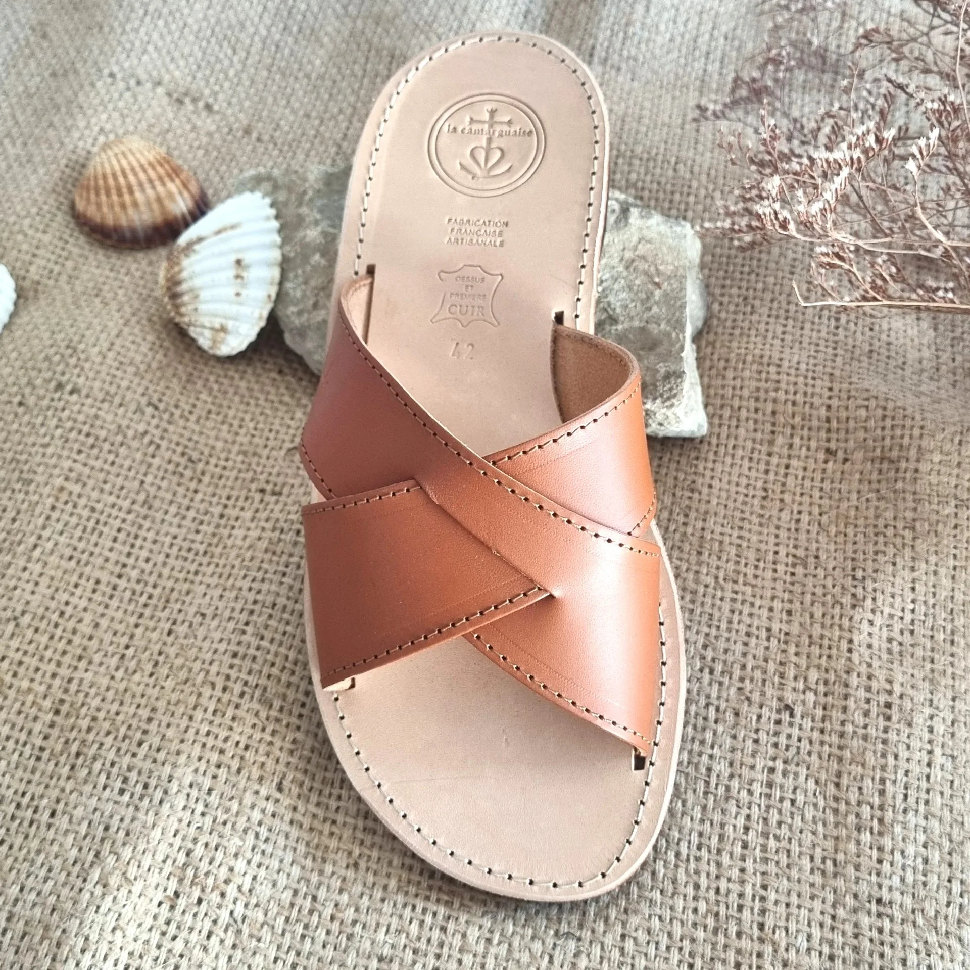 sandale camarguaise germain cognac