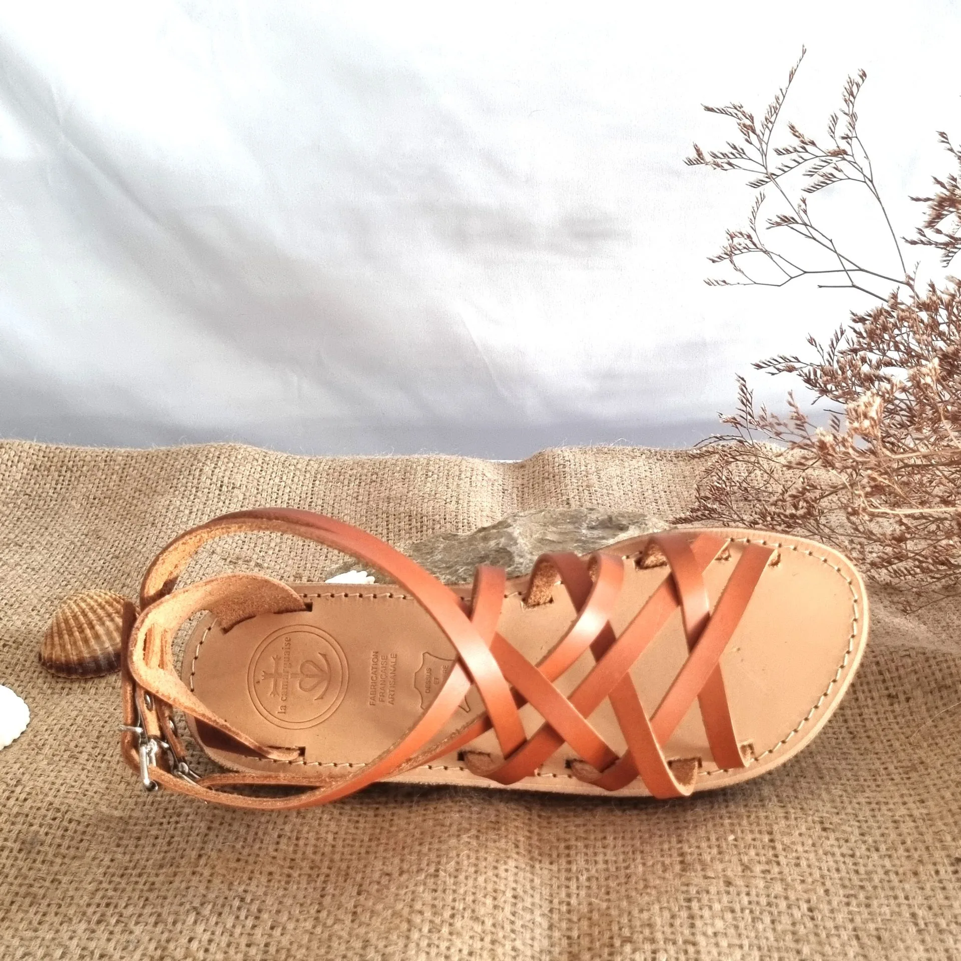 sandale camarguaise laure cognac