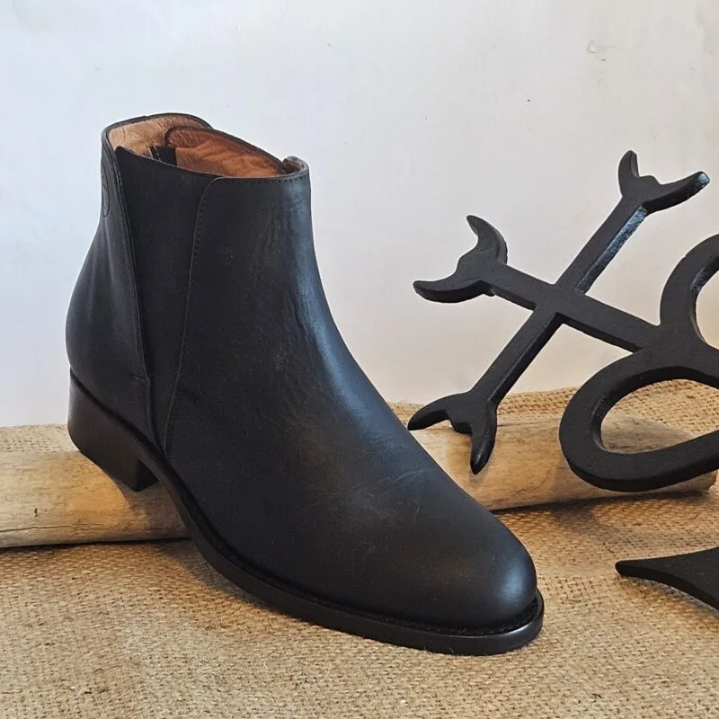 bottine femme cuir réf juliette noir mat