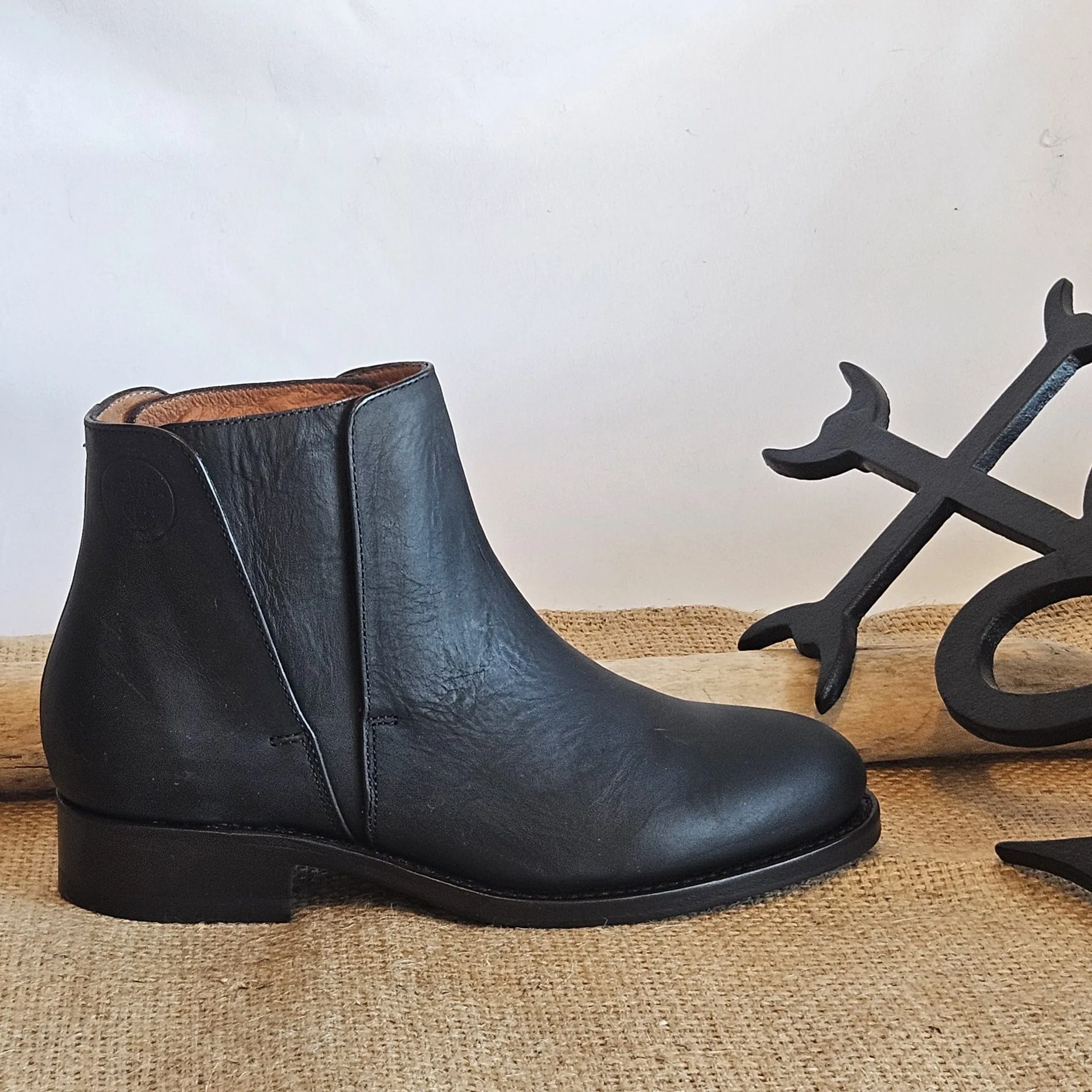 bottine femme cuir réf juliette noir mat