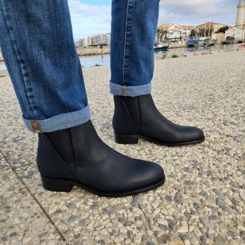bottine femme cuir réf juliette noir mat