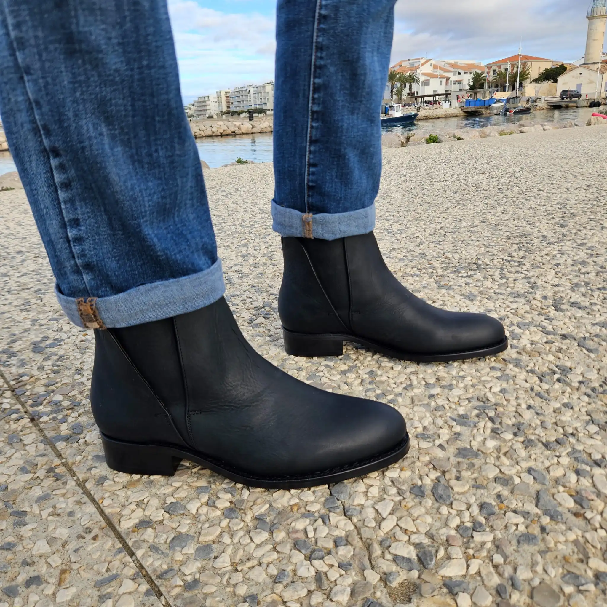 bottine femme cuir réf juliette noir mat