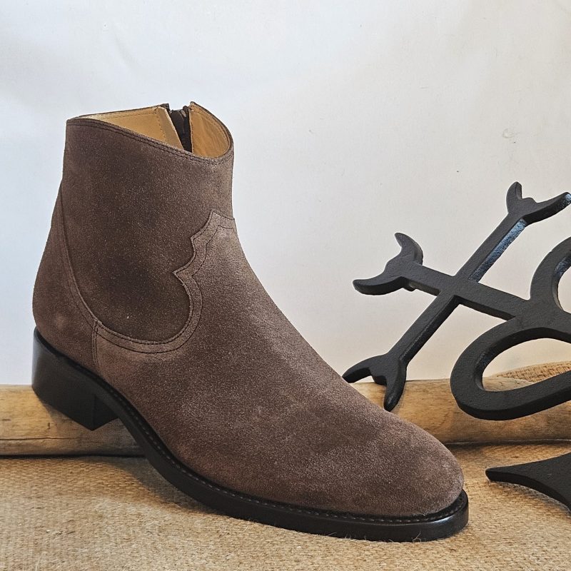 bottine cuir velours brun ref bano chocolat