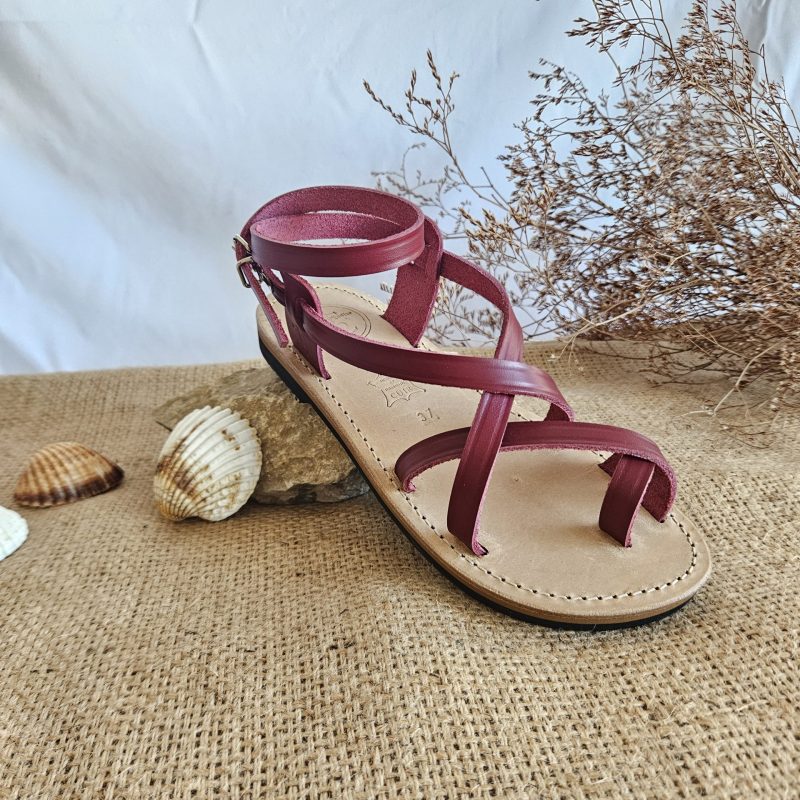 sandale la camarguaise marjorie lie de vin