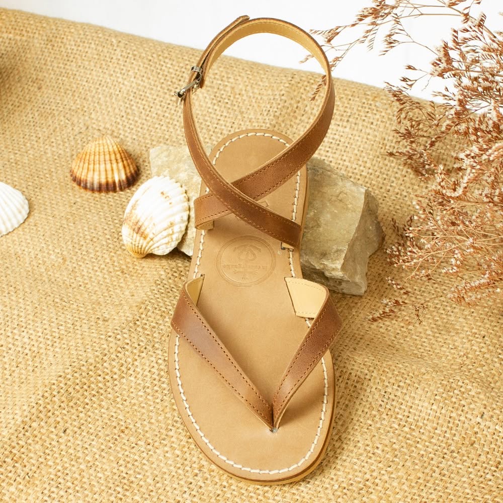 Sandale Cuir Marron MARJORIE Artisanal La Camarguaise