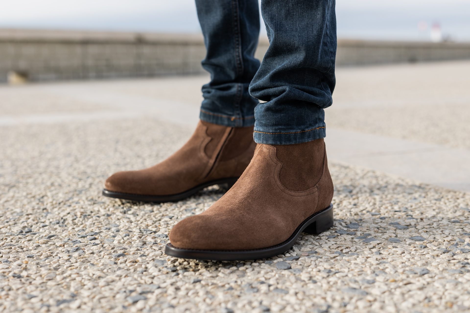 bottine cuir velours brun ref bano chocolat